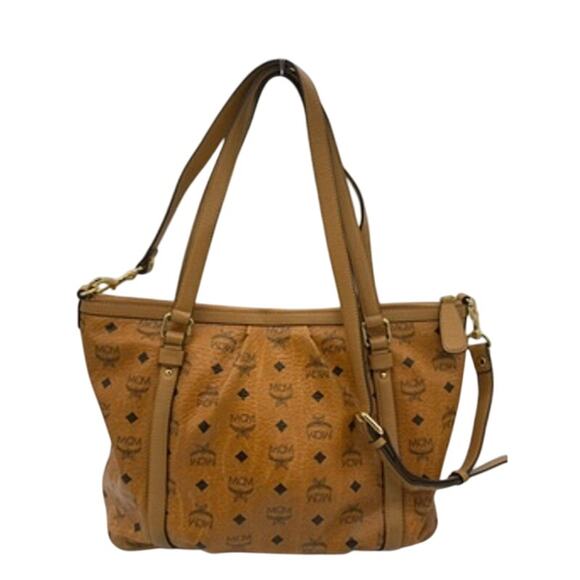 MCM Visetos Tote*Signature Cognac Design*Dual handle cross-body!*COMMUTER - Picture 4 of 14